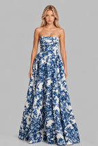 Strapless Floral Corset Ball Gown