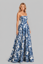Strapless Floral Corset Ball Gown