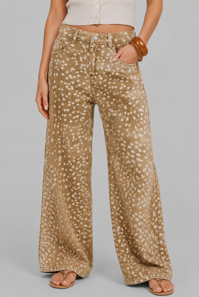 Fawn Print Wide Leg Jeans