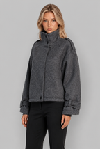 Oversized Wool-Look Funnel Neck Bomber Jacket