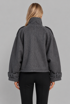 Oversized Wool-Look Funnel Neck Bomber Jacket