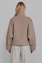 Oversized Wool-Look Funnel Neck Bomber Jacket