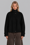 Oversized Wool-Look Funnel Neck Bomber Jacket