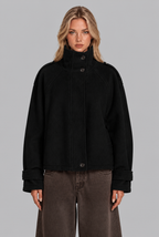 Oversized Wool-Look Funnel Neck Bomber Jacket