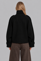 Oversized Wool-Look Funnel Neck Bomber Jacket