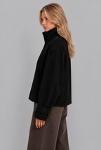 Oversized Wool-Look Funnel Neck Bomber Jacket