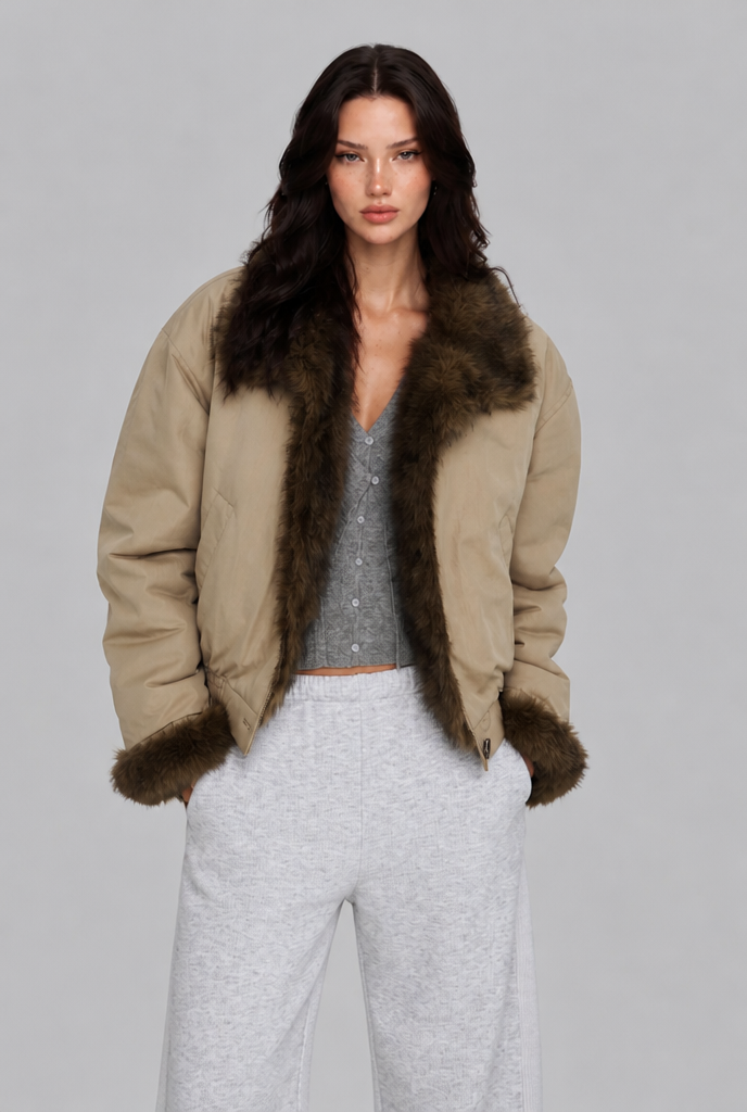 Reversible Faux Fur Bomber Jacket