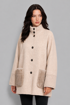 Oversized Wool-Look Jacket with Faux Fur Pockets
