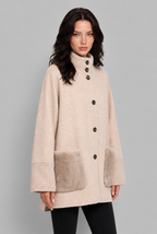 Oversized Wool-Look Jacket with Faux Fur Pockets