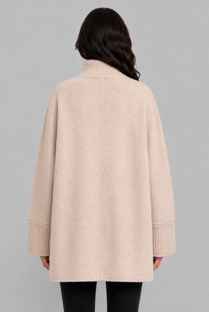 Oversized Wool-Look Jacket with Faux Fur Pockets