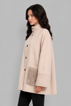 Oversized Wool-Look Jacket with Faux Fur Pockets