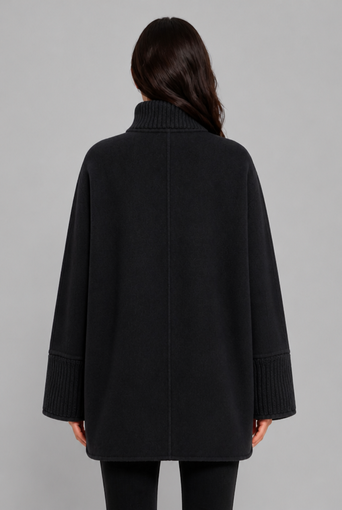 Oversized Wool-Look Jacket with Faux Fur Pockets
