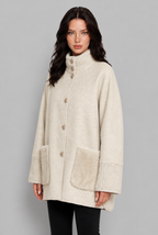 Oversized Wool-Look Jacket with Faux Fur Pockets