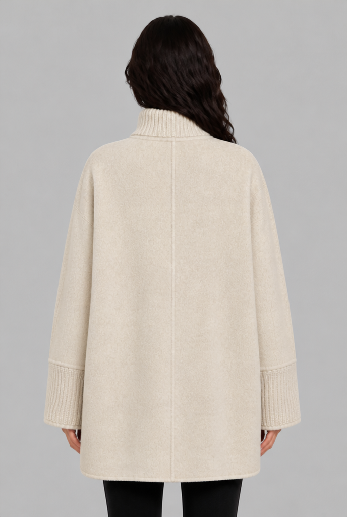 Oversized Wool-Look Jacket with Faux Fur Pockets